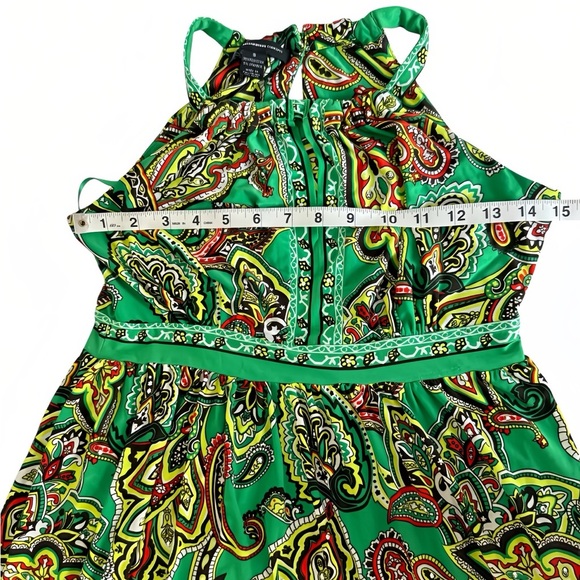 INC International Concepts Dress  S Green Orange Paisley Sequin Sparkle A-Line - Picture 6 of 8